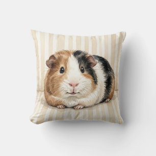 Coussin jeté de cochon d'Inde à l'aquarelle