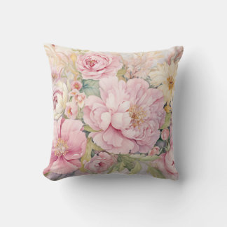 Coussin jeté de pivoines roses magnifiques