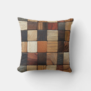Coussin jeté en carreaux de bois mosaïque