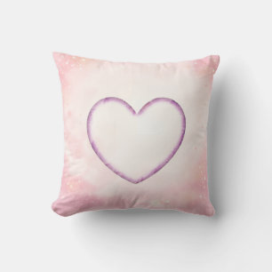 Coussin jeté en forme de cœur à l'aquarelle rose p