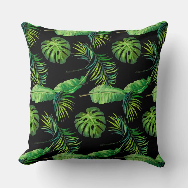 Coussin Jeté - Feuilles Tropicales (Recto)