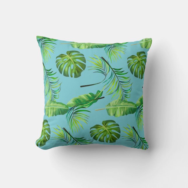 Coussin Jeté - Feuilles Tropicales (Recto)