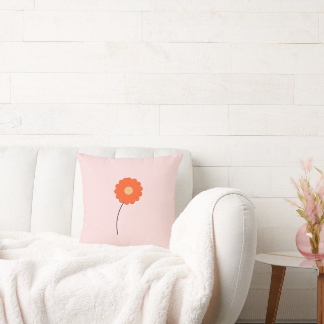 Coussin jeté fleur rétro minimaliste (Canapé)