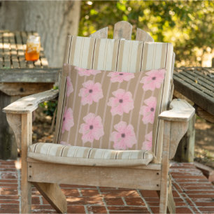 Coussin Jeté Fleurs Roses Et Rayures