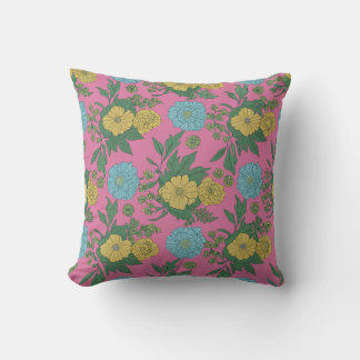 " Coussin jeté floral rose