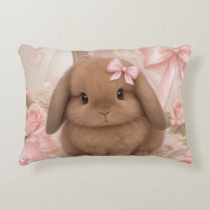 coussin jeté lapin coquette rose