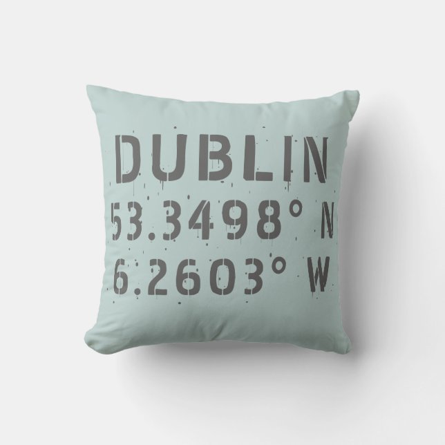 Coussin jeté Longitude Latitude Dublin (Recto)