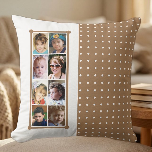 Coussin jeté marron 16 collage photo points (Créateur téléchargé)