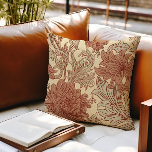 Coussin jeté motif chrysanthème William Morris