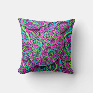 Coussin Jeté Néon Carapace de Tortue – Décoration 