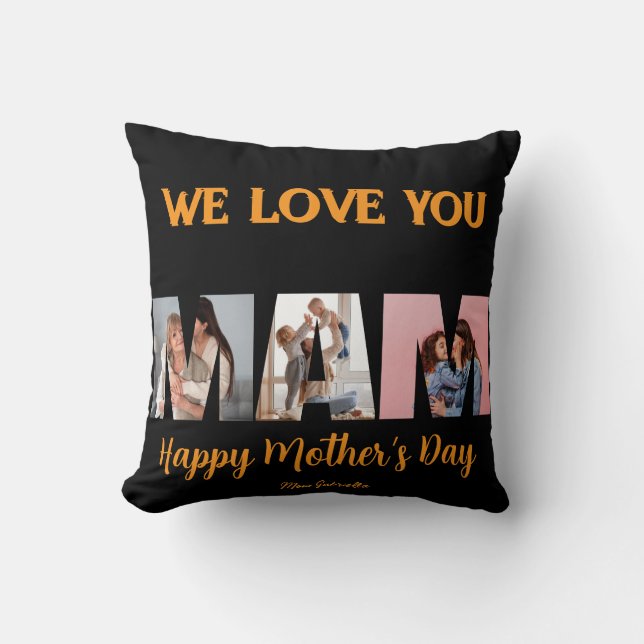Coussin jeté « Nous t'aimons maman » or 2026 (Recto)