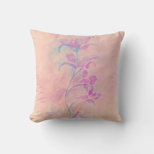 Coussin jeté orchidée rose (Recto)