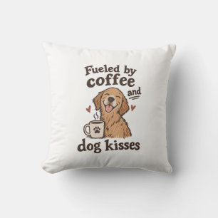 Coussin jeté pour mon chien avec café et bisous de