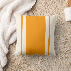 Coussin jeté rayé côtier – Orange et Crème