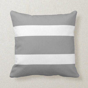 Coussin jeté rayé gras Gris fumé et blanc