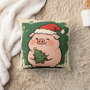 Coussin jeté représentant un cochon mignon dans un