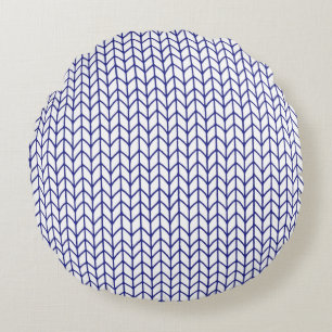 Coussin jeté rond en tricot BLUE LINE