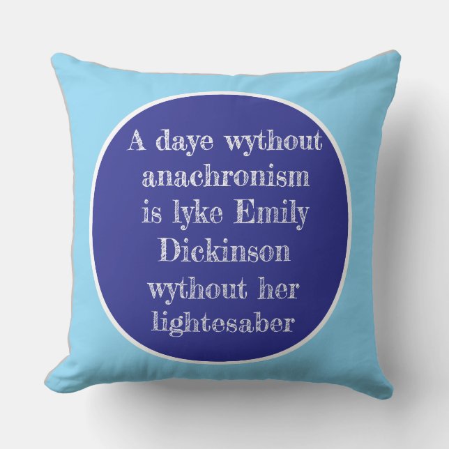 coussin jeté "Sabre laser d'Emily Dickinson" (Recto)