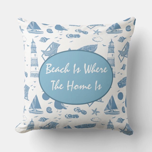 Coussin Jeté - Thème de la Plage (Recto)