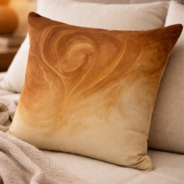 Coussin jeté tourbillon d'or en fusion (Molten brown and muted gold swirls bring warmth and depth to modern neutral spaces.)