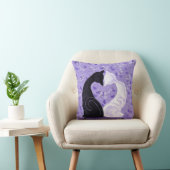 Coussin jeté violet couple chat cœur papillons (Chaise)
