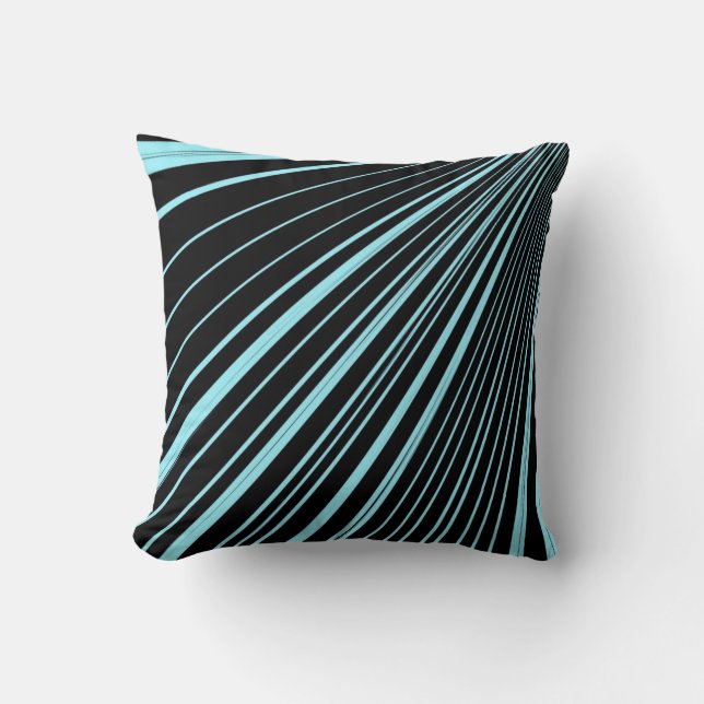 Coussin Jeter Bande d'oreiller Aqua Bleu Noir (Recto)
