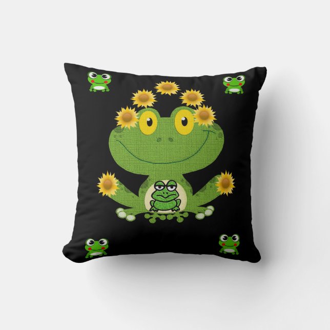Coussin jeter la grenouille de décore d'oreiller (Recto)