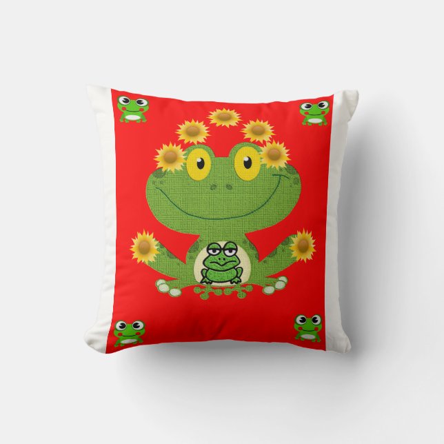 Coussin jeter la grenouille de décore d'oreiller (Recto)