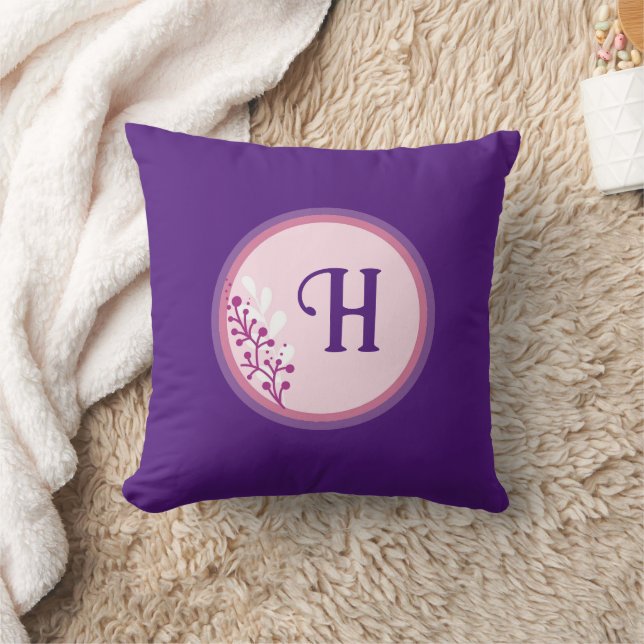 Coussin Jeter l'oreiller - Ajouter votre initial - Violet (Couverture)