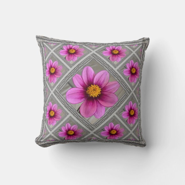 Coussin Jeter l'oreiller avec de belles dahlias roses (Recto)