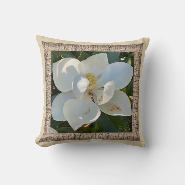 Coussin Jeter l'oreiller avec des Magnolia blanches (Recto)