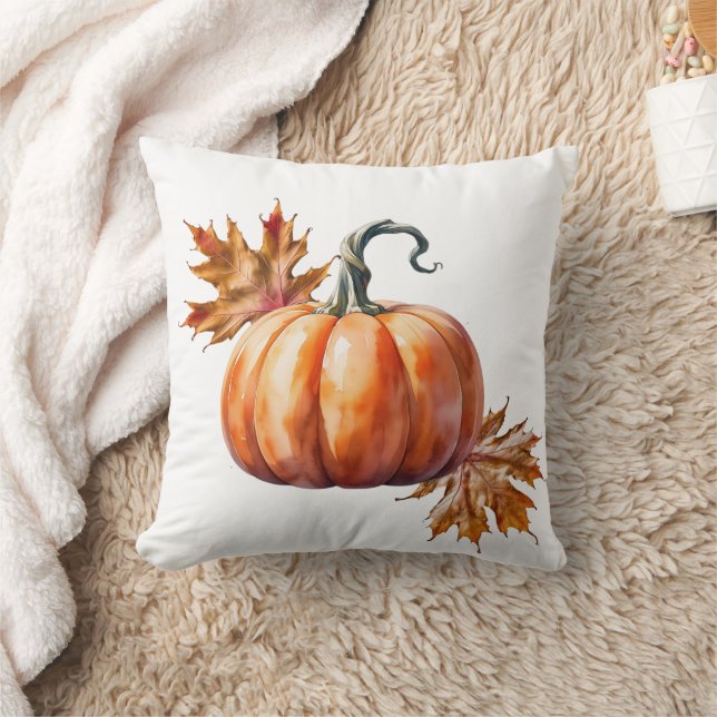 Coussin Jeter l'oreiller avec les feuilles Citrouille et a (Couverture)
