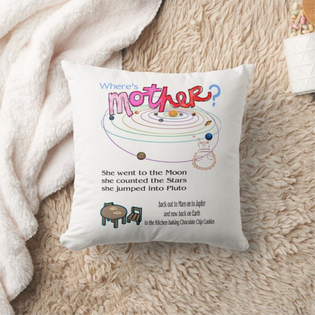Coussin Jeter l'oreiller Fête des mères Où est maman ? (Couverture)