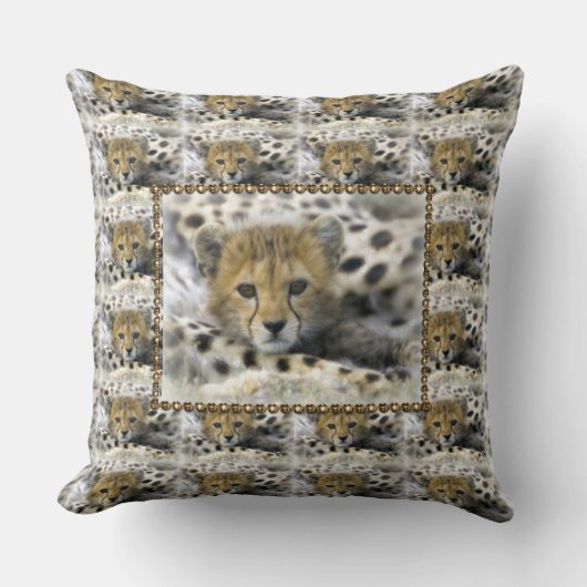 Coussin Jeter Oreiller/Bébé Cheetah (Recto)