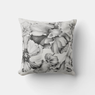 Coussin Jeter Pillow B&W Nasturtiums #2