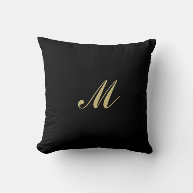 Coussin Jeter Pillow Black Gold Custom Monogramme (Recto)