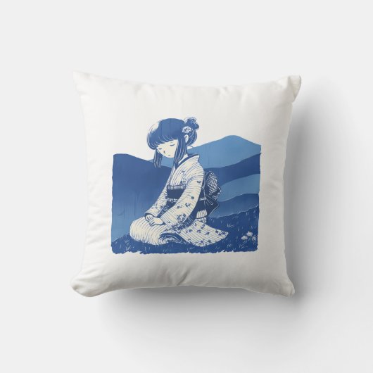 Coussin Jeter Pillow-Blue Kimono Girl (Recto)