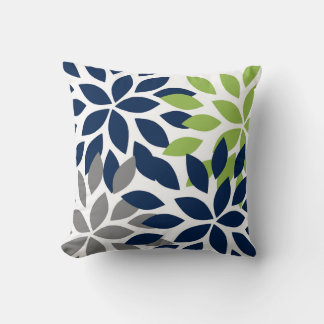 Coussin Jeter Pillow Dahlia Marine Vert Blanc