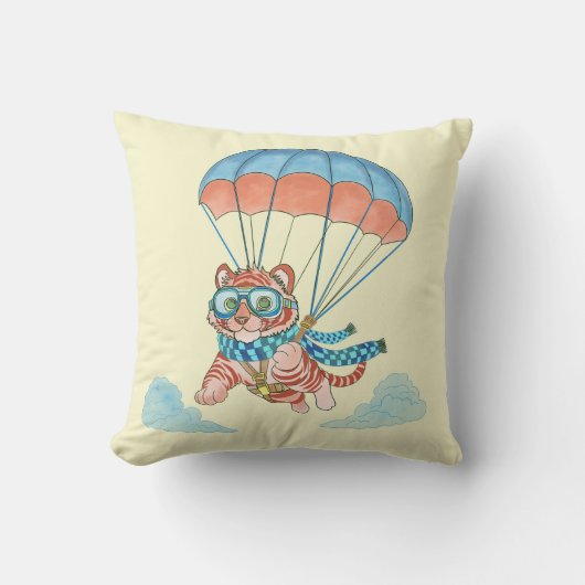 Coussin Jetez le tigre de parachute d'oreiller (Recto)