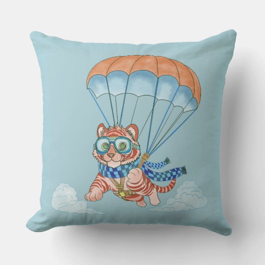 Coussin Jetez le tigre de parachute d'oreiller (Recto)