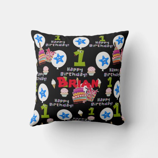 Coussin Jetez l'oreiller, #1 Joyeux premier anniversaire N (Verso)