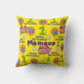 Coussin Jetez l'oreiller, #1 premier anniversaire Jaune (Verso)