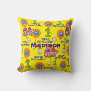 Coussin Jetez l'oreiller, #1 premier anniversaire Jaune