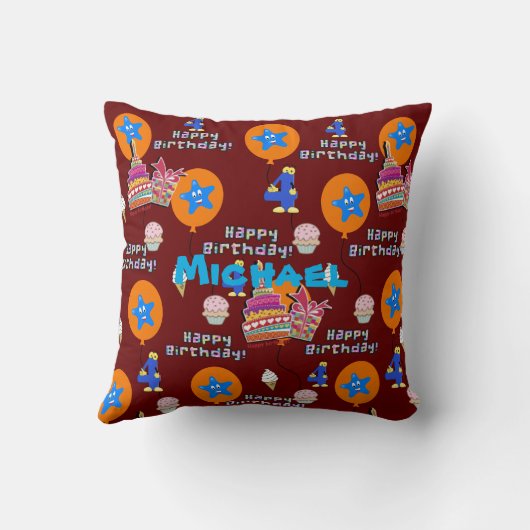 Coussin Jetez l'oreiller, #4 Joyeux 4e anniversaire rouge  (Verso)