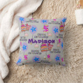 Coussin Jetez l'oreiller, #5 Joyeux 5e anniversaire gris (Couverture)