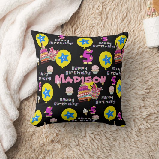 Coussin Jetez l'oreiller, #5 Joyeux 5e anniversaire Noir (Couverture)