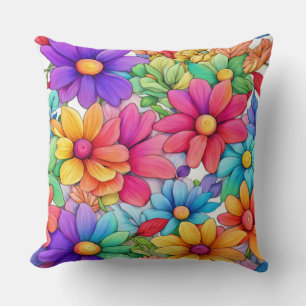 Coussin Jetez l'oreiller - Abstraites marguerites invertes