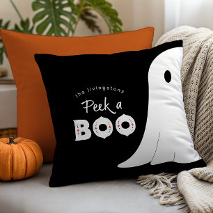Coussin Jetez un oeil à un fantôme personnalisé Halloween