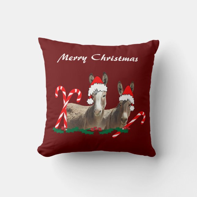 Coussin Jets de Noël, oreiller, faune, ânes (Recto)
