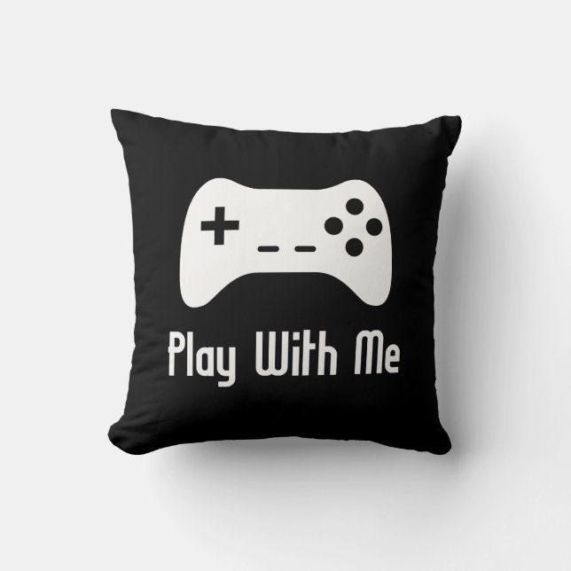Coussin Jeu avec moi jeu vidéo (noir) (Recto)